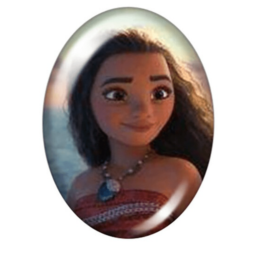 Sundaylace Creations & Bling Resin Gems Moana Headshot 13*18mm Princesses Cartoon Character Acrylic OVAL Glass, Glue on, Resin Gem (Sold in Pair)