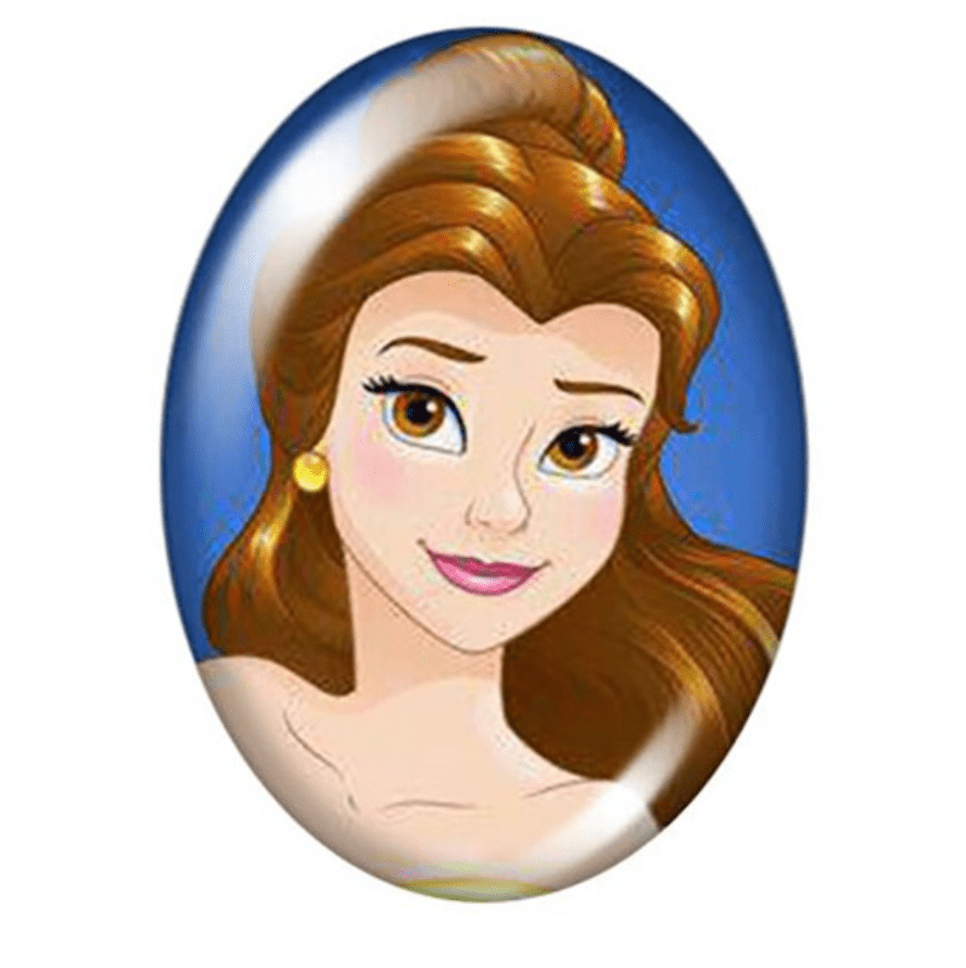 Sundaylace Creations & Bling Resin Gems Belle Headshot 13*18mm Princesses Cartoon Character Acrylic OVAL Glass, Glue on, Resin Gem (Sold in Pair)