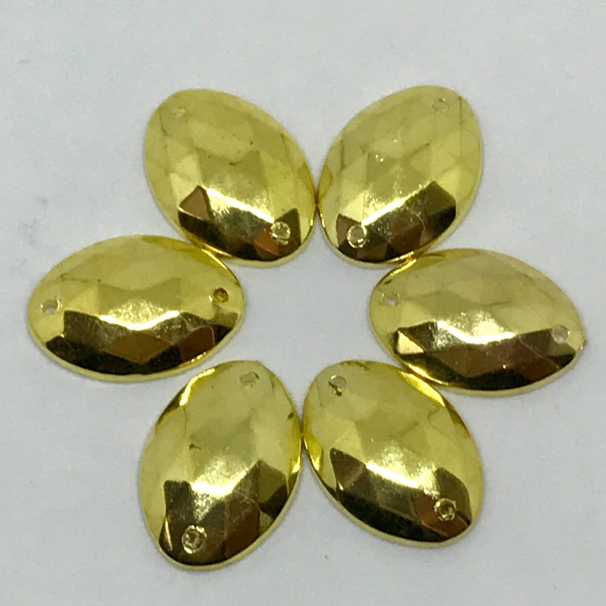 Sundaylace Creations & Bling Resin Gems 13*18mm Metallic Gold Oval Sew on Resin Gem