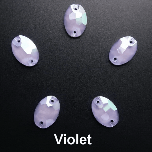 Sundaylace Creations & Bling Glass Gems 13*18mm Violet Light Purple Jelly Pastel Oval, Sew on, Glass Gems