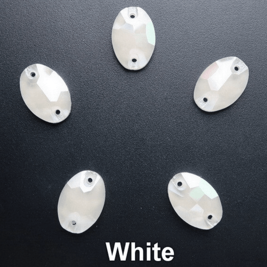 Sundaylace Creations & Bling Glass Gems 13*18mm White Jelly Pastel Oval, Sew on, Glass Gems