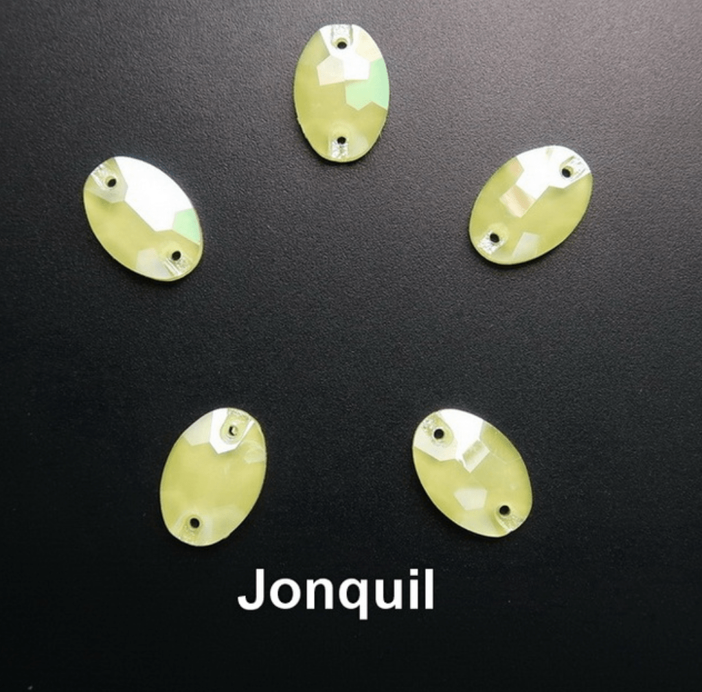 13*18mm Yellow Jonquil Jelly Pastel Oval, Sew on, Glass Gems (Sold in Pair) Glass Gems