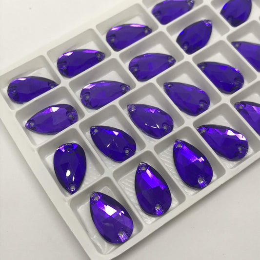 Sundaylace Creations & Bling Fancy Glass Gems 13*22mm Dark Violet Purple Teardrop, Foil back, sew on,  Fancy Glass Gem