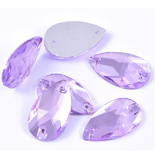 Sundaylace Creations & Bling Glass Gems 13*22mm Light Purple Teardrop, Sew on, Glass Gem