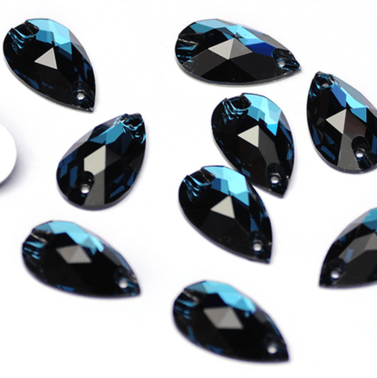 13*22mm Montana Dark Blue Teardrop, Sew on, Fancy  Glass Gems (Sold in Pair) Glass Gems