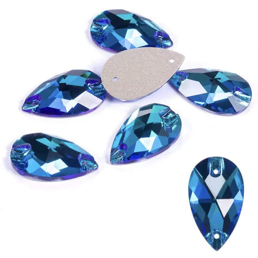 Sundaylace Creations & Bling Fancy Glass Gems 13*22mm Blue Flame *hits of purple* Multi-reflective, Teardrops Fancy Glass Gems