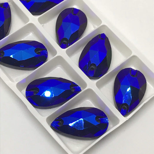 Sundaylace Creations & Bling Glass Gem Black Blue AB 13*22mm Various Rainbow Coloured Stones in AB finish, Teardrop, Foil Back, Glass Gem