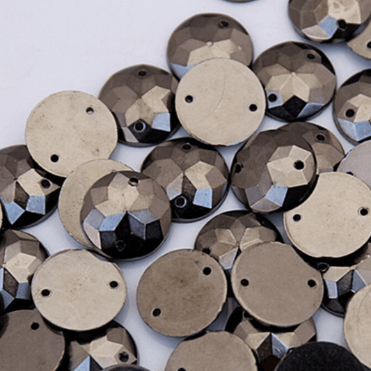 Sundaylace Creations & Bling Resin Gems 13mm Gunmetal Metallic 8-point star pattern Rivoli, Sew on, Resin Gem