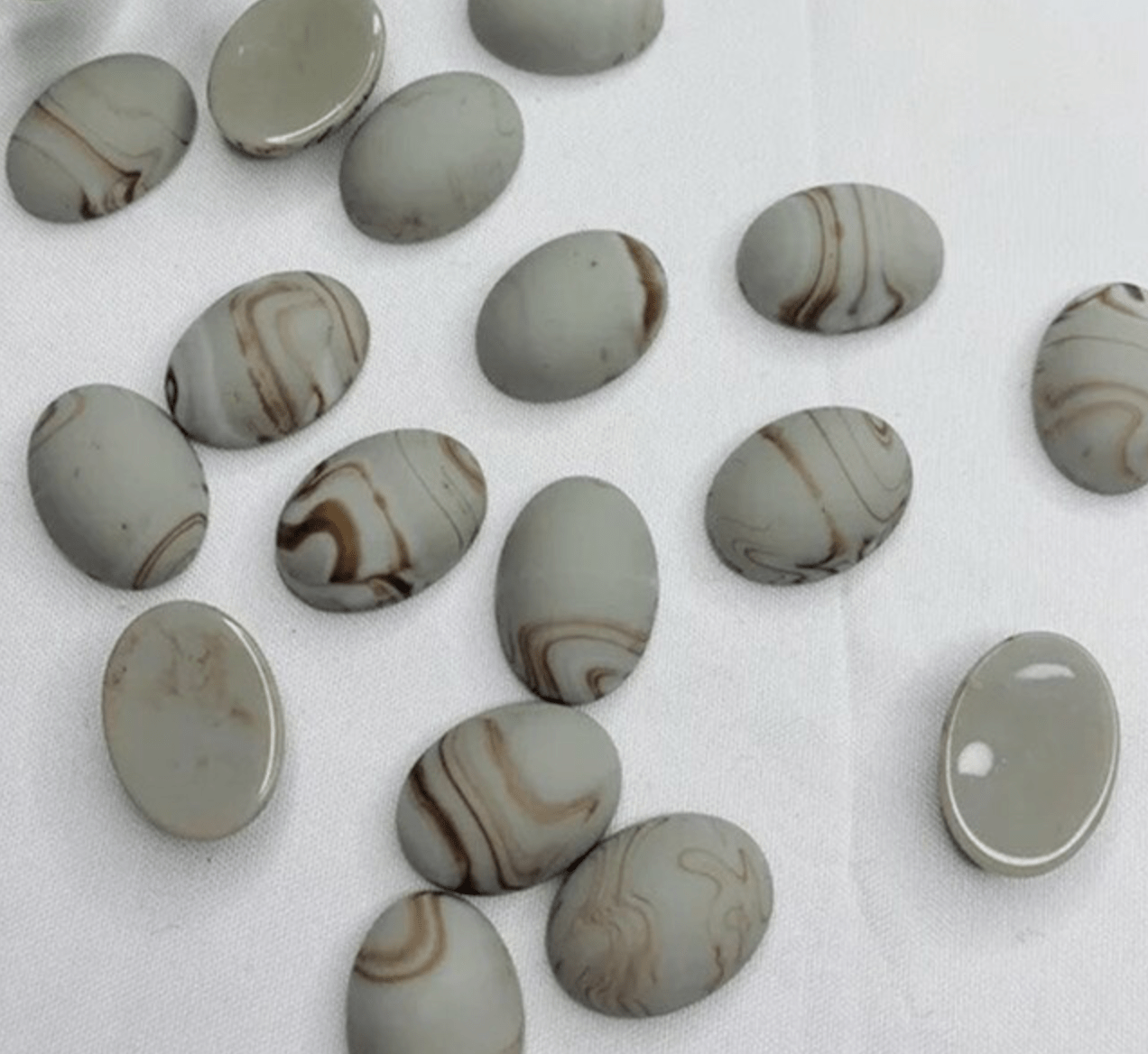 Sundaylace Creations & Bling Resin Gems 14*18mm Grey Matte Brown Marbled Oval, Glue on, Resin Gems