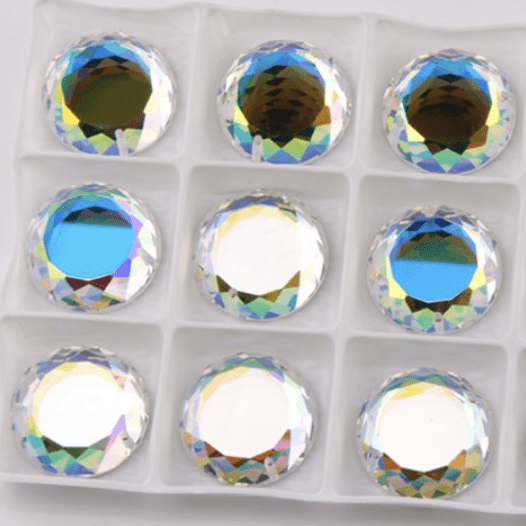 Sundaylace Creations & Bling Fancy Glass Gems 14mm AB FLAT TOP Strass Rivoli, High Quality, Sew on, Fancy Glass Gem