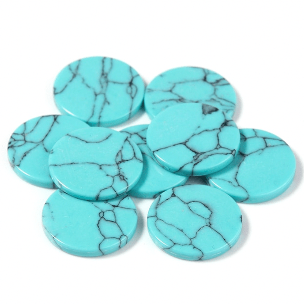 Sundaylace Creations & Bling Stone Gem 14mm Turquoise Thin Round Shaped, Glue on, Stone Gem