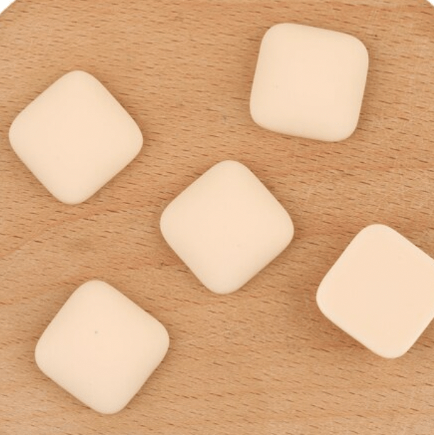 Cream Ivory Matte 15*15mm Matte Acrylic Rounded Square Shaped, Glue on, Resin Gem *NEW 2023* (Sold in Pair) Resin Gems