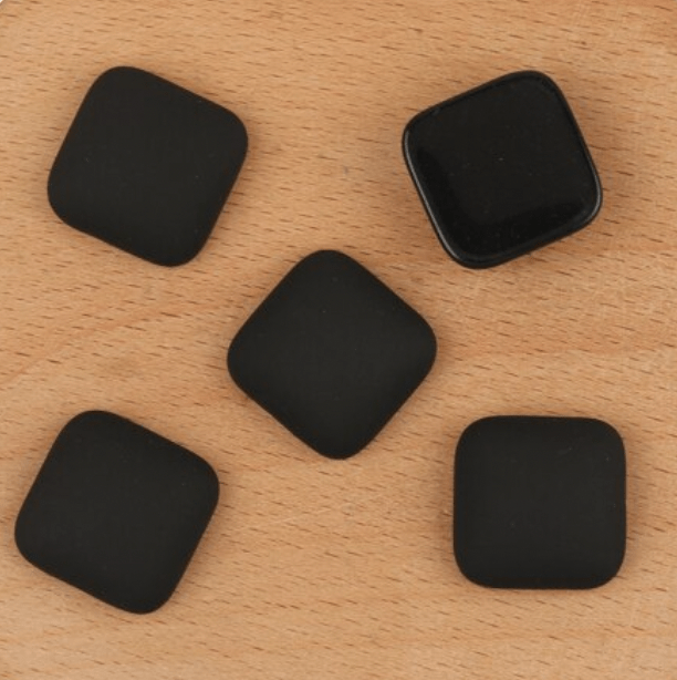 Black Matte 15*15mm Matte Acrylic Rounded Square Shaped, Glue on, Resin Gem *NEW 2023* (Sold in Pair) Resin Gems