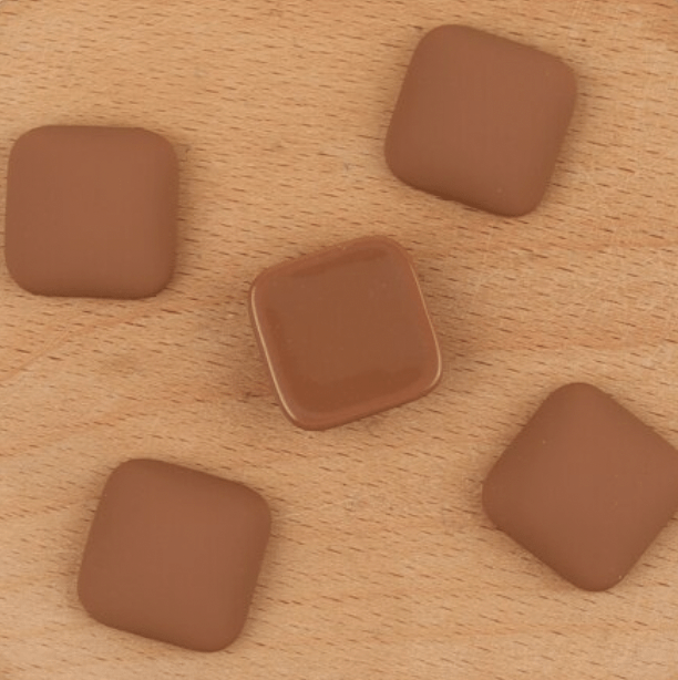 Chai Latte Matte 15*15mm Matte Acrylic Rounded Square Shaped, Glue on, Resin Gem *NEW 2023* (Sold in Pair) Resin Gems