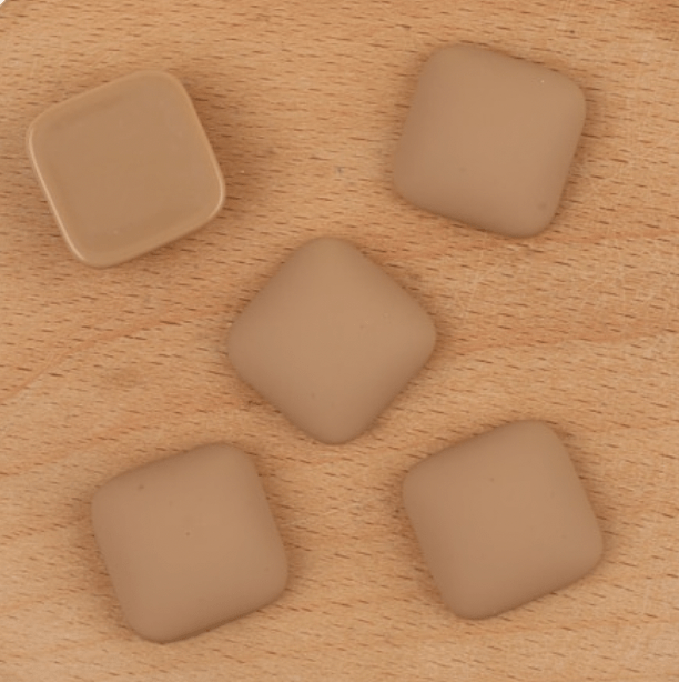Tan Matte 15*15mm Matte Acrylic Rounded Square Shaped, Glue on, Resin Gem *NEW 2023* (Sold in Pair) Resin Gems