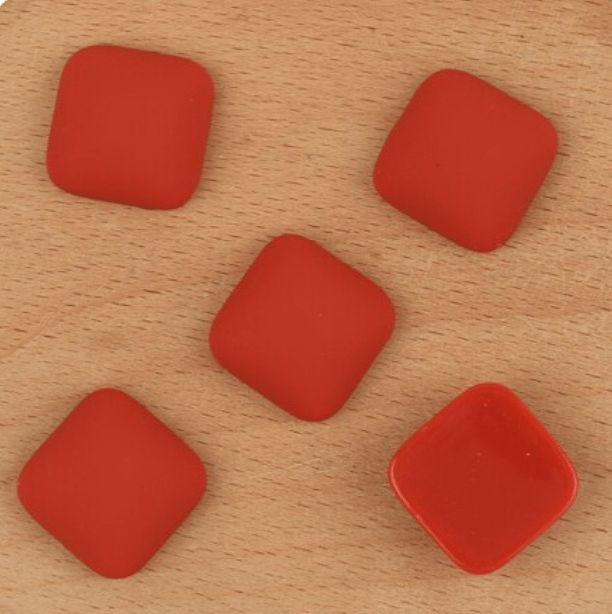 Rust-Red Terra Cotta Matte 15*15mm Matte Acrylic Rounded Square Shaped, Glue on, Resin Gem *NEW 2023* (Sold in Pair) Resin Gems