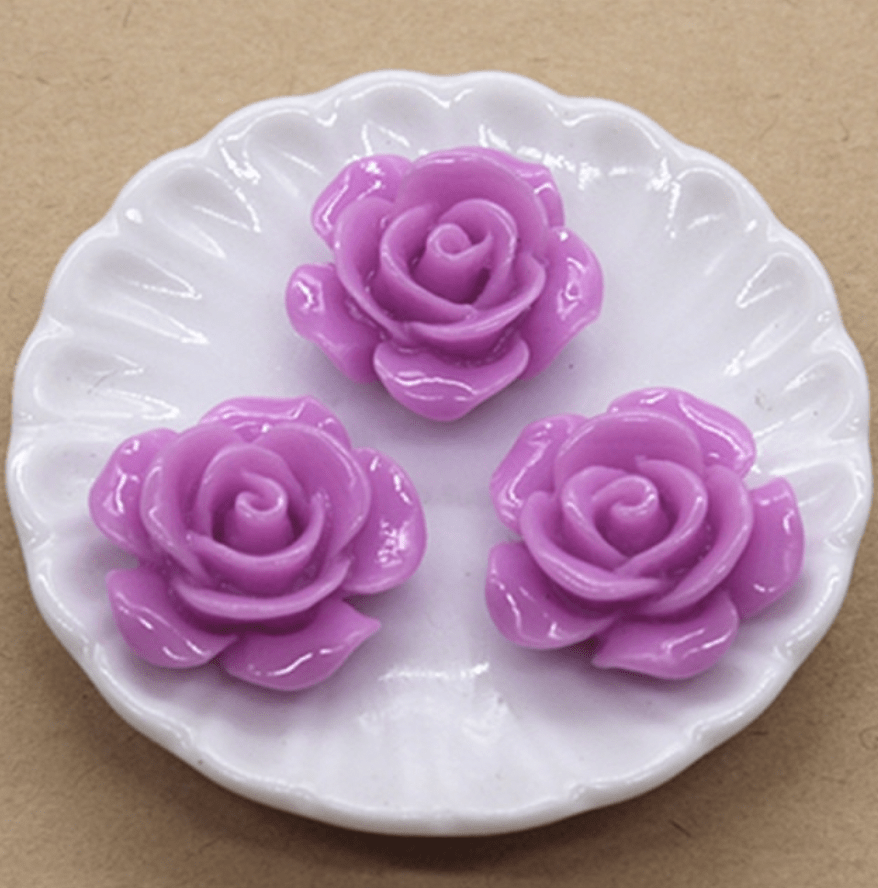 Sundaylace Creations & Bling Resin Gems Fuchisa Pink 15mm Glossy Roses Round, Glue on, Resin Gems