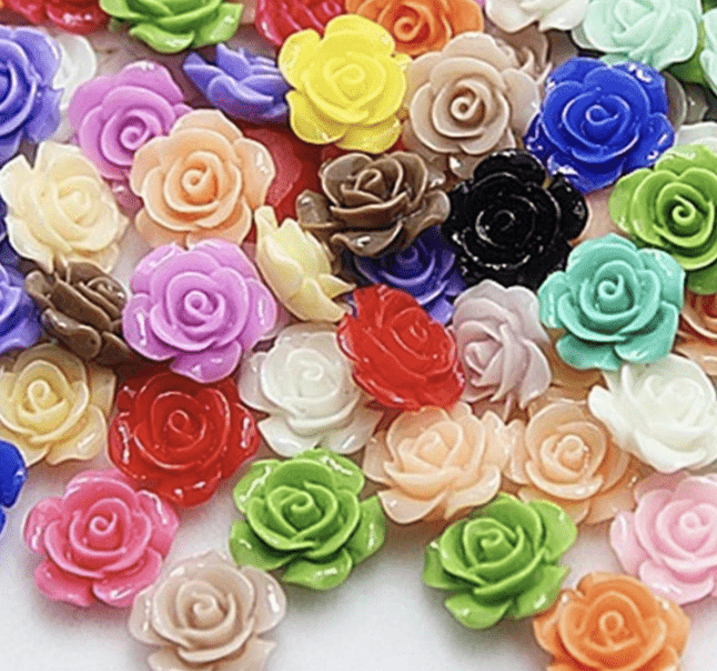 Sundaylace Creations & Bling Resin Gems 15mm Glossy Roses Round, Glue on, Resin Gems