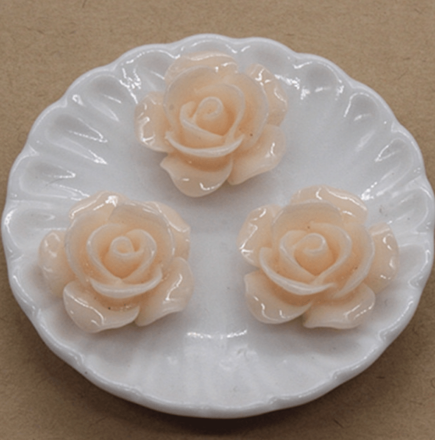 Sundaylace Creations & Bling Resin Gems Light Pink/Peach 15mm Glossy Roses Round, Glue on, Resin Gems
