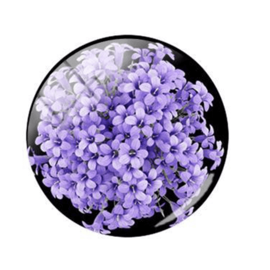 Sundaylace Creations & Bling Resin Gems 15mm Purple Floral Bouquet Acrylic Round Glass, Glue on, Resin Gem