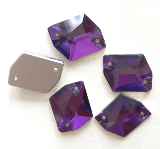 Sundaylace Creations & Bling Fancy Glass Gems 16*20mm Purple Velvet Cosmic Shaped, Sew on, Fancy Glass Gem