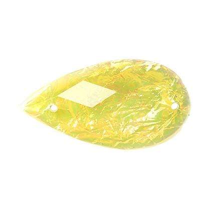 Sundaylace Creations & Bling Resin Gems 16*30mm Drop  Opal Yellow Resin Sew-On Dichroic Style Gem