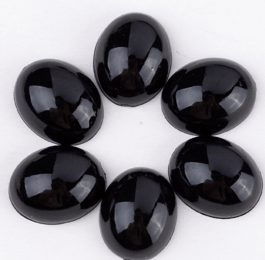 Sundaylace Creations & Bling Resin Gems Oval Black Gem Insert 16*63mm Black/Clear/Silver Feather, with out gem, Glue on, Resin Gems