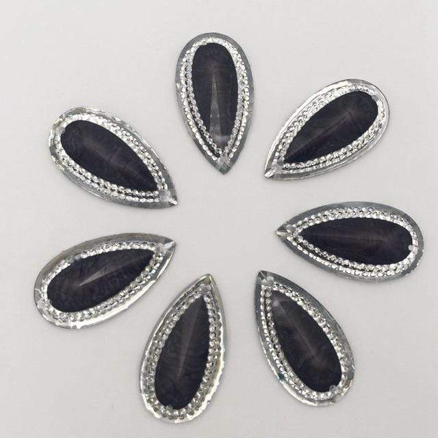 Sundaylace Creations & Bling Resin Gems Black 16mm*30mm Coloured Marbled Stone effect Resin Teardrop Flatback Sew On Gem