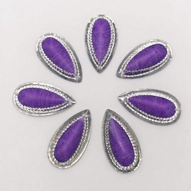 Sundaylace Creations & Bling Resin Gems Purple 16mm*30mm Coloured Marbled Stone effect Resin Teardrop Flatback Sew On Gem