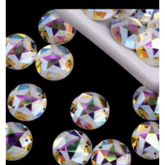 Sundaylace Creations & Bling Fancy Glass Gems 18mm AB Frosted Star Rivoli, Sew on, Fancy Glass Gem
