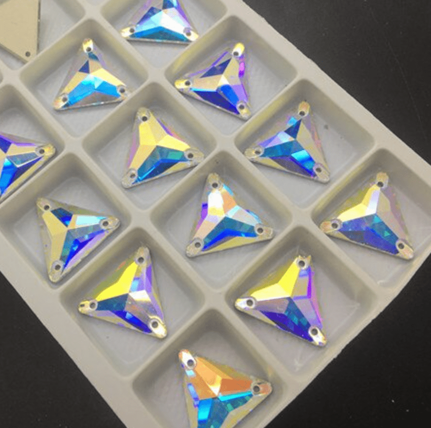 Sundaylace Creations & Bling Fancy Glass Gems 16mm AB K9 Triangle Shaped, Sew on, Fancy Glass Gem