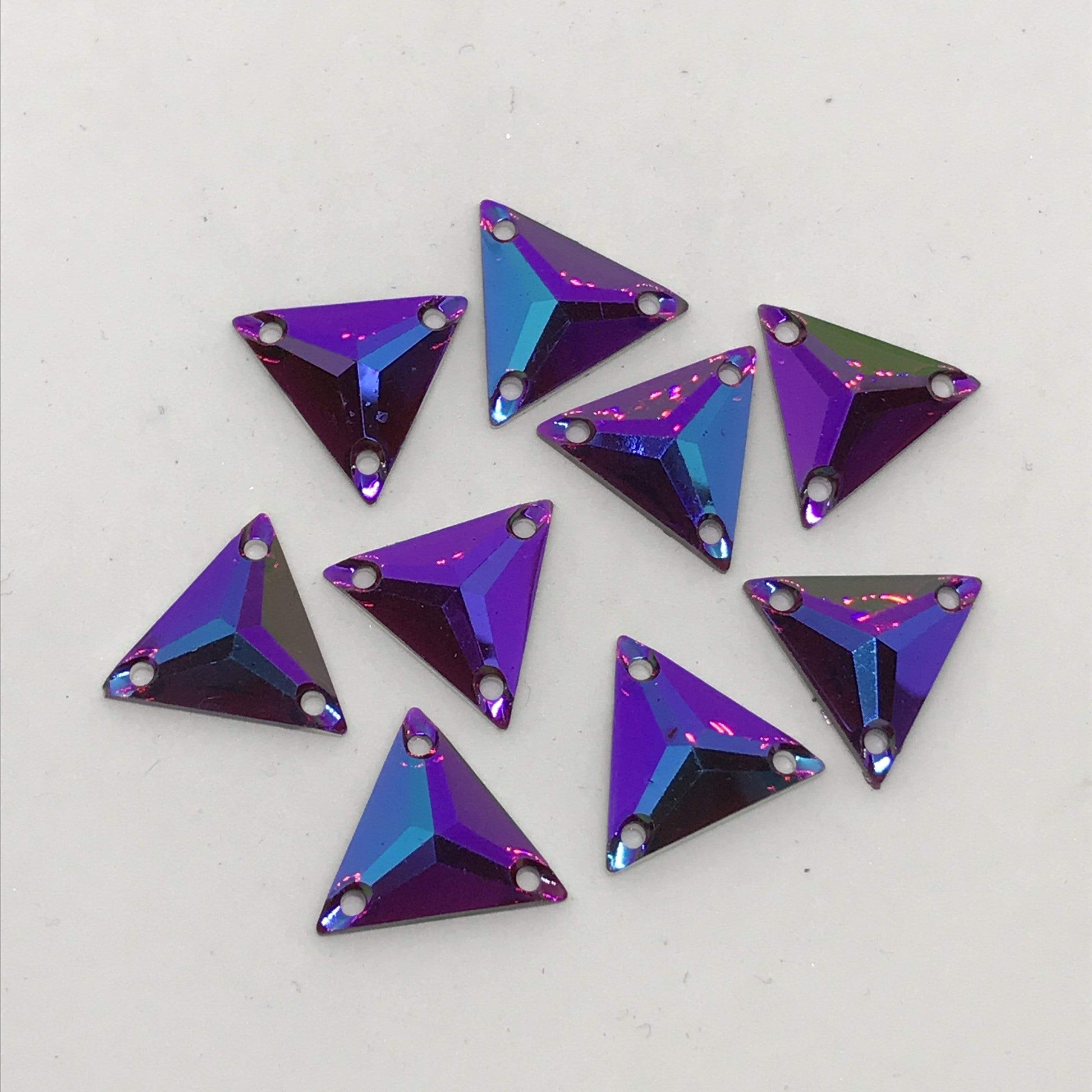 Sundaylace Creations & Bling Resin Gems 16mm AB Purple Triangle Resin Gem Sew On