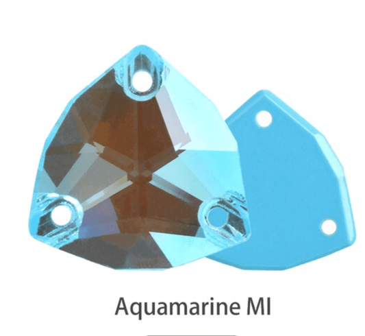 Sundaylace Creations & Bling Fancy Glass Gems 16mm Aquamarine AB Mocha Fat Triangle Trillion, Sew on, Fancy Glass Gems