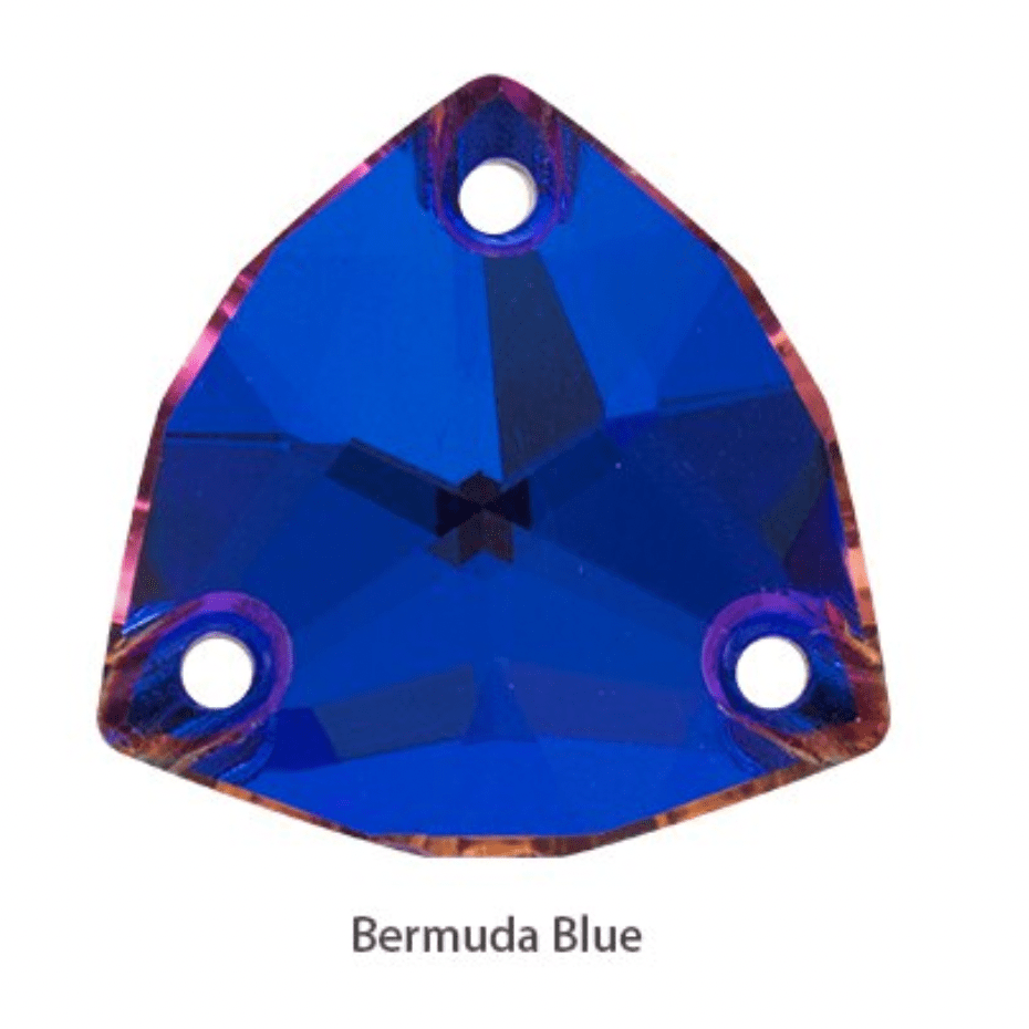 Sundaylace Creations & Bling Fancy Glass Gems 16mm Bermuda Blue Fat Triangle Trillion, Sew on, Fancy Glass Gems