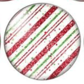 Sundaylace Creations & Bling Resin Gems 16mm Christmas Stripes on White Background Printed Acrylic Gems, Glue on, Resin Gems