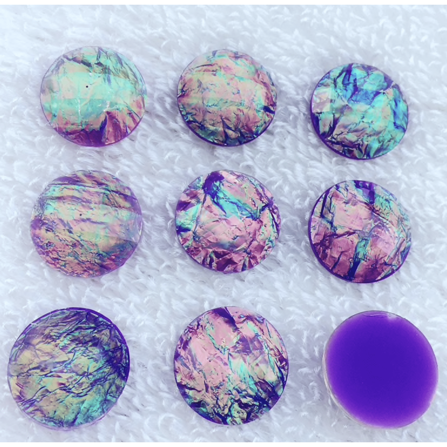 Sundaylace Creations & Bling Resin Gems 16mm Dark Purple AB Opal Effect Round, Glue on, Resin Gem