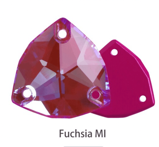 Sundaylace Creations & Bling Fancy Glass Gems 16mm Fuchsia AB Mocha Fat Triangle Trillion, Sew on, Fancy Glass Gems