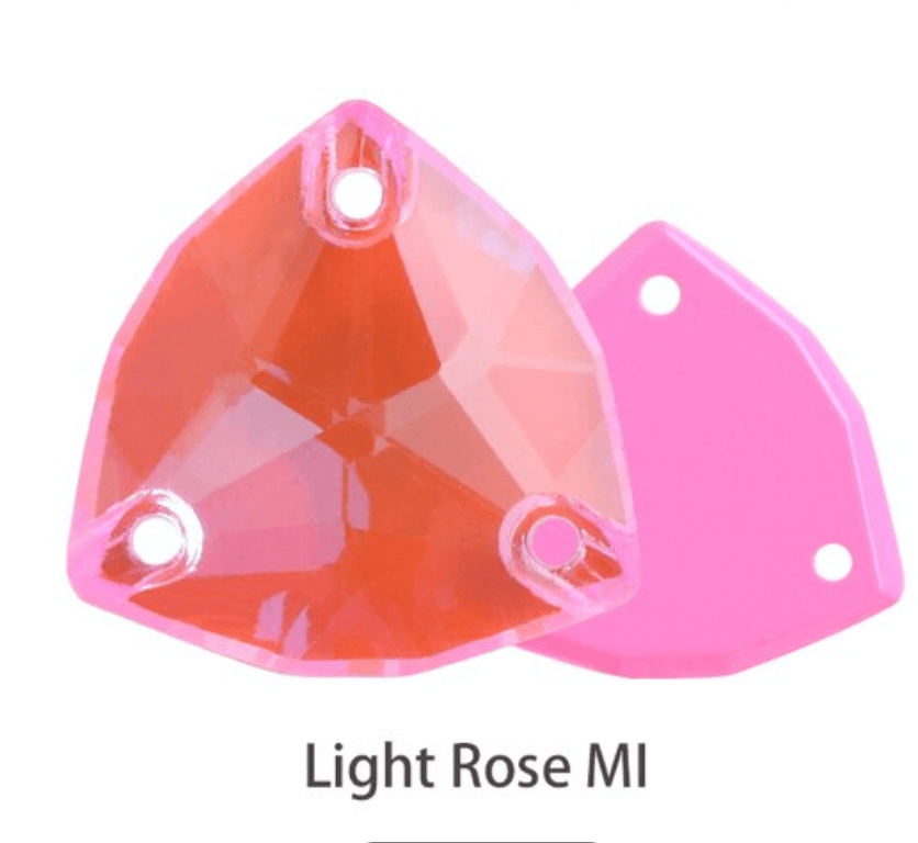 Sundaylace Creations & Bling Fancy Glass Gems 16mm Light Rose Pink AB Mocha Fat Triangle Trillion, Sew on, Fancy Glass Gems