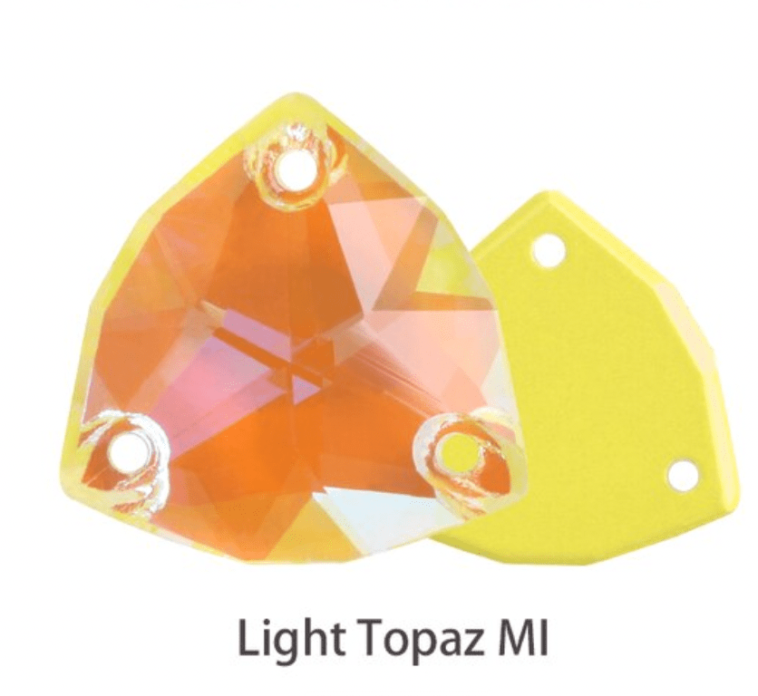 Sundaylace Creations & Bling Fancy Glass Gems 16mm Light Topaz Yellow AB Mocha Fat Triangle Trillion, Sew on, Fancy Glass Gems