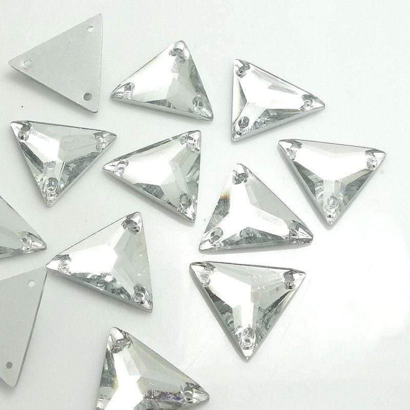 Sundaylace Creations & Bling Resin Gems Clear White 16mm Mixed Acrylic Triangle Sew on, Resin Gems