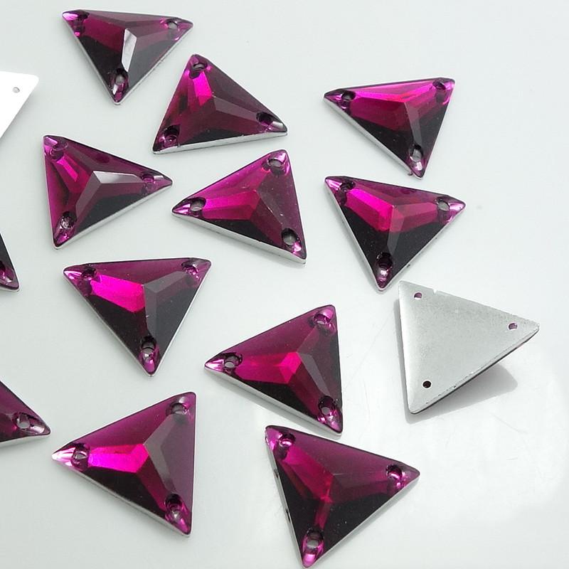 Sundaylace Creations & Bling Resin Gems Dark Pink 16mm Mixed Acrylic Triangle Sew on, Resin Gems