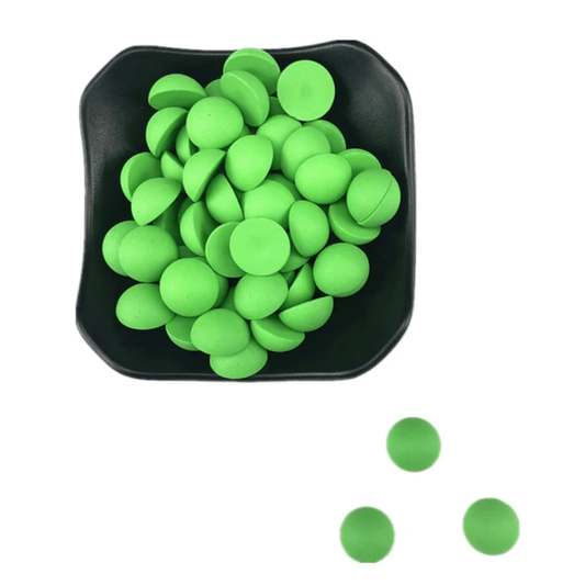 16mm, Neon Green, NEON MATTE Round, Glue on, Resin, Pearl Gem, (Sold in Pair)