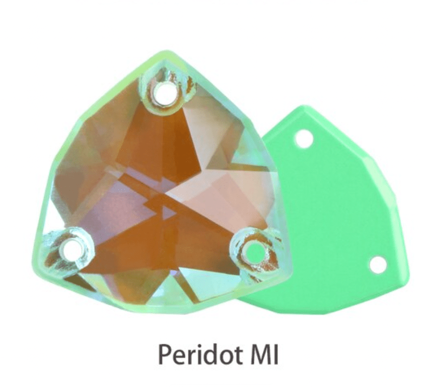 Sundaylace Creations & Bling Fancy Glass Gems 16mm Peridot AB Mocha Fat Triangle Trillion, Sew on, Fancy Glass Gems