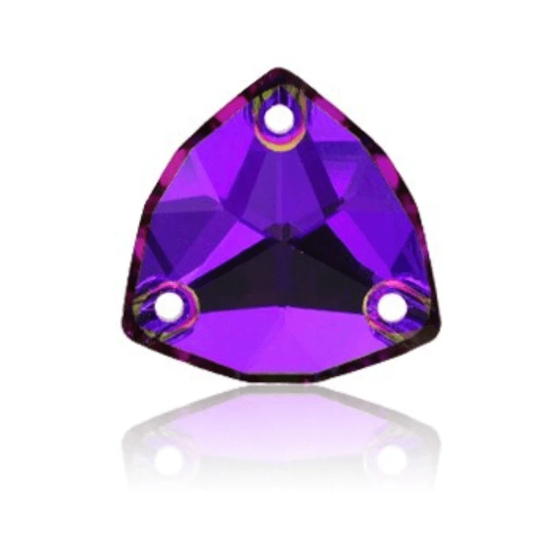 16mm Purple Flame *hint of Pink, Fat Triangle Trillion, Sew on, Fancy Glass Gems (Sold in Pair) Fancy Glass Gems