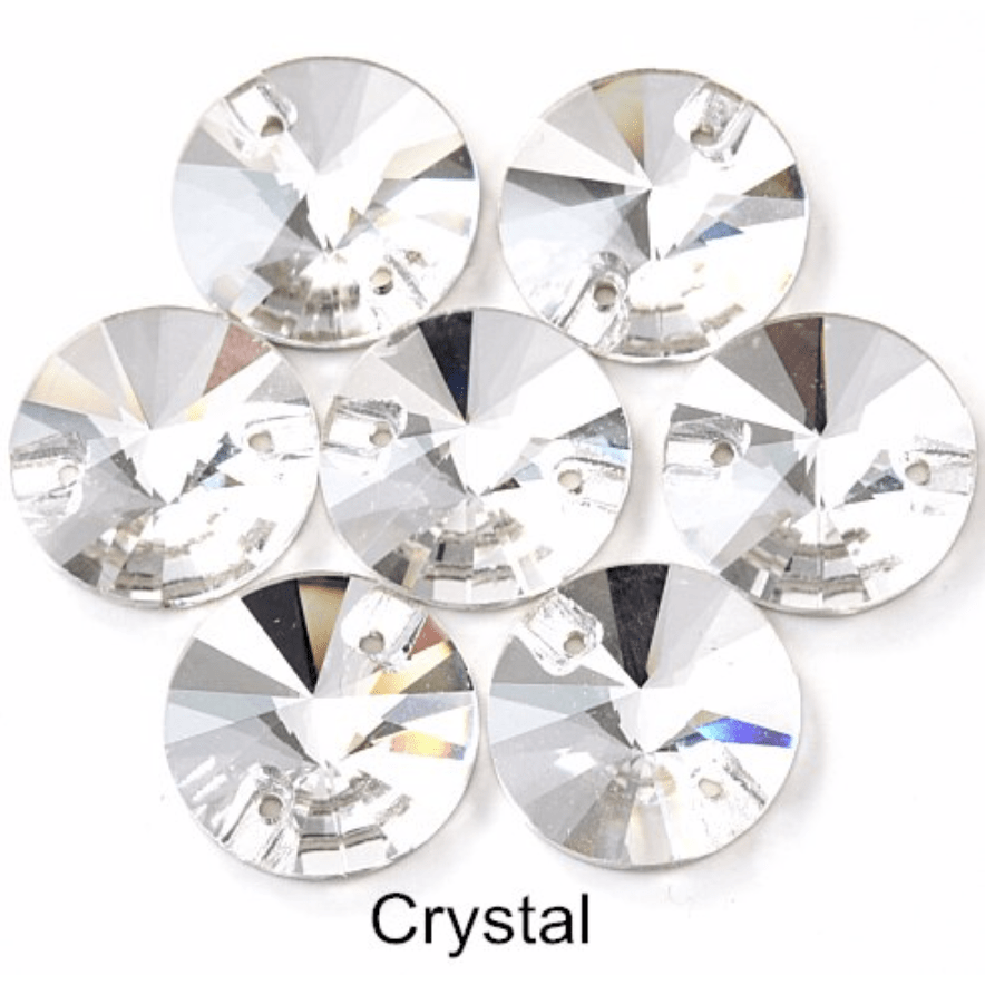 Sundaylace Creations & Bling Glass Gem Clear White 16mm Rivoli Multiple Colours, Sew On, Glass Gem