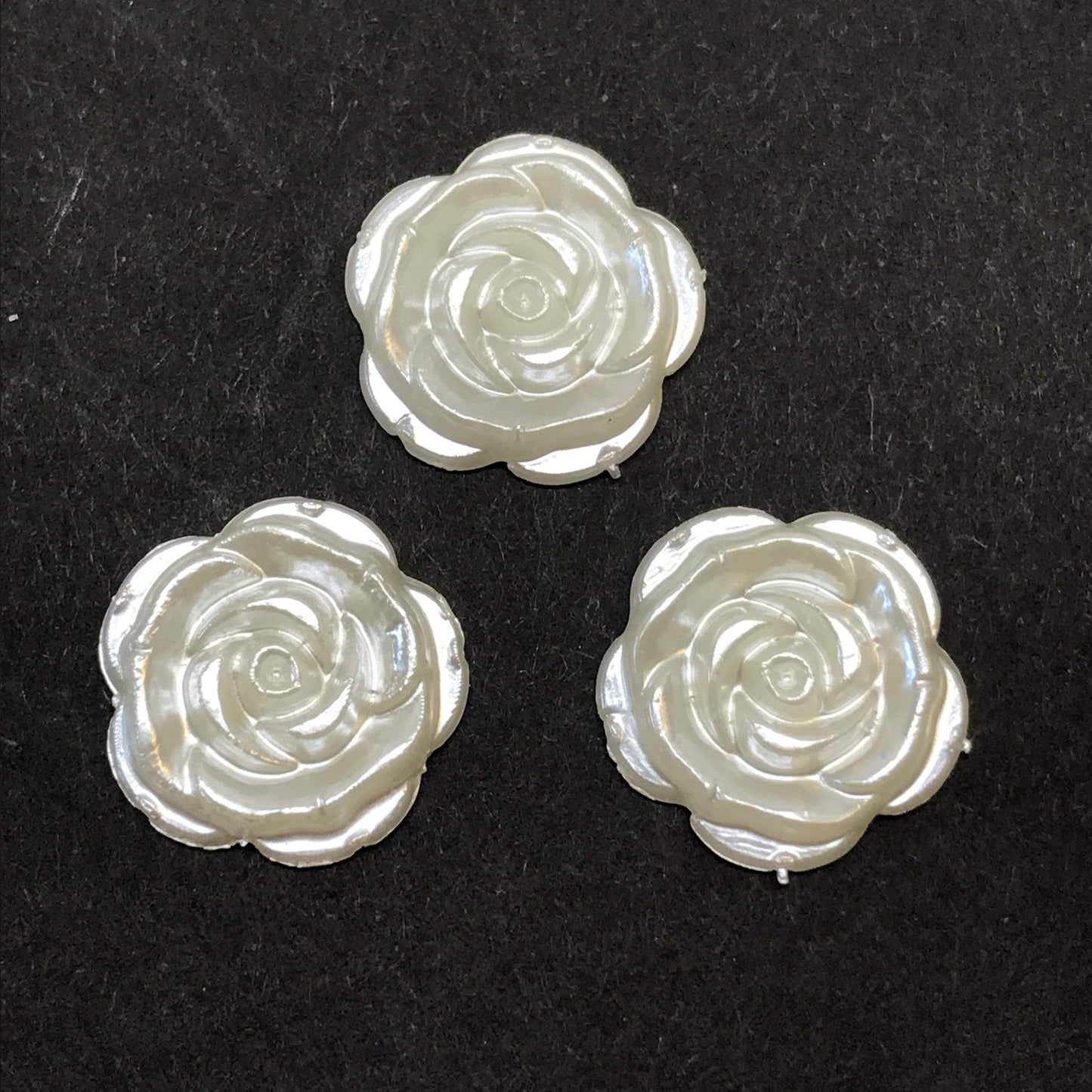Sundaylace Creations & Bling Pearl Gems 17*17mm Flat Ivory Pearl Roses Flower, Glue on, Resin Gem
