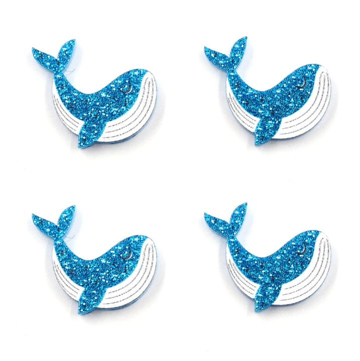 17*20mm Blue Whale Glitter Laser Cut Gems odd shape, Glue on, Resin Gems (Sold in pair) Resin Gems