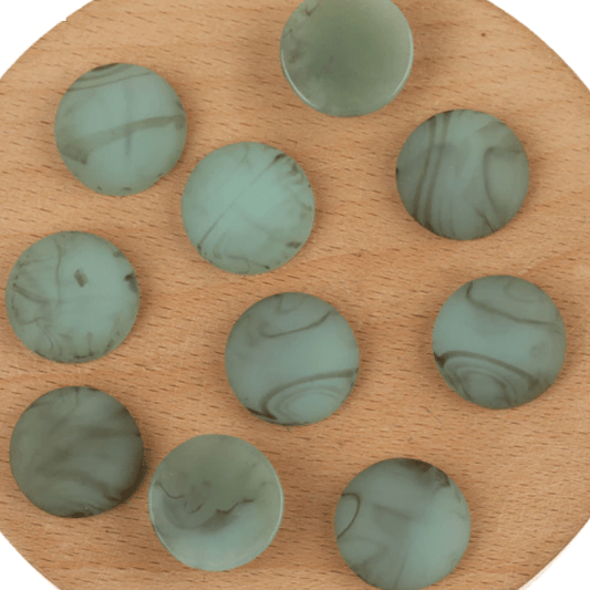 Sundaylace Creations & Bling Resin Gems 18*18mm Teal Mint Green Matte Marbled Circle Glue on, Resin Gems