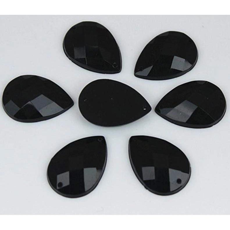 Sundaylace Creations & Bling Resin Gems 18*25mm Black Teardrop, Sew on, Resin Gem