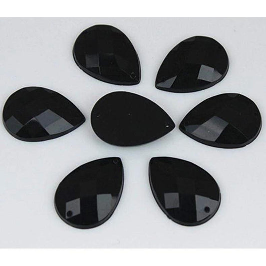 Sundaylace Creations & Bling Resin Gems 18*25mm Black Teardrop, Sew on, Resin Gem